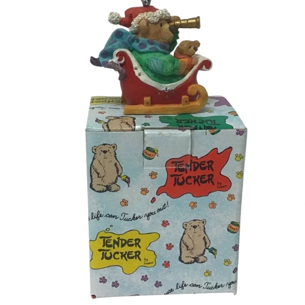 Enesco 1996 Tender Tucker “Santa Searchin’” Christmas Ornament
